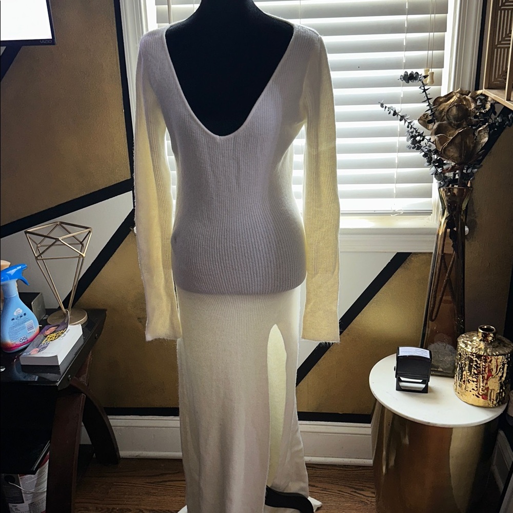 Fashion Nova Ivory Knit Maxi Dress